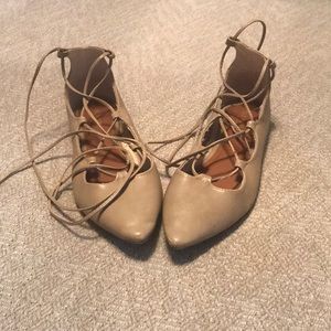 Light Tan Lace Up Flats